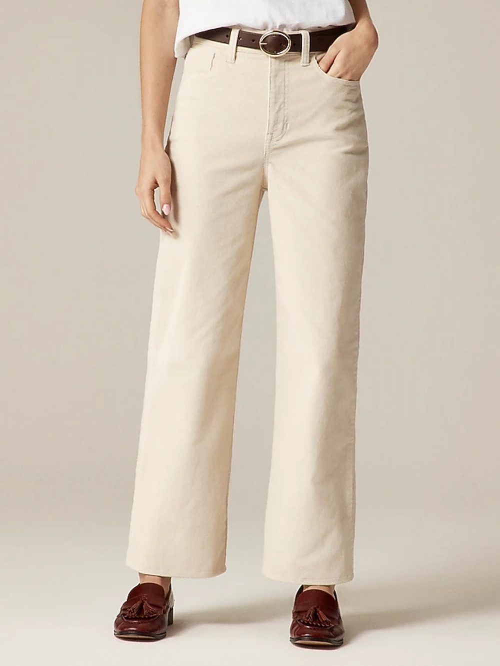 J.Crew Cream Slim Wide Leg Corduroy Jeans 30 Tall